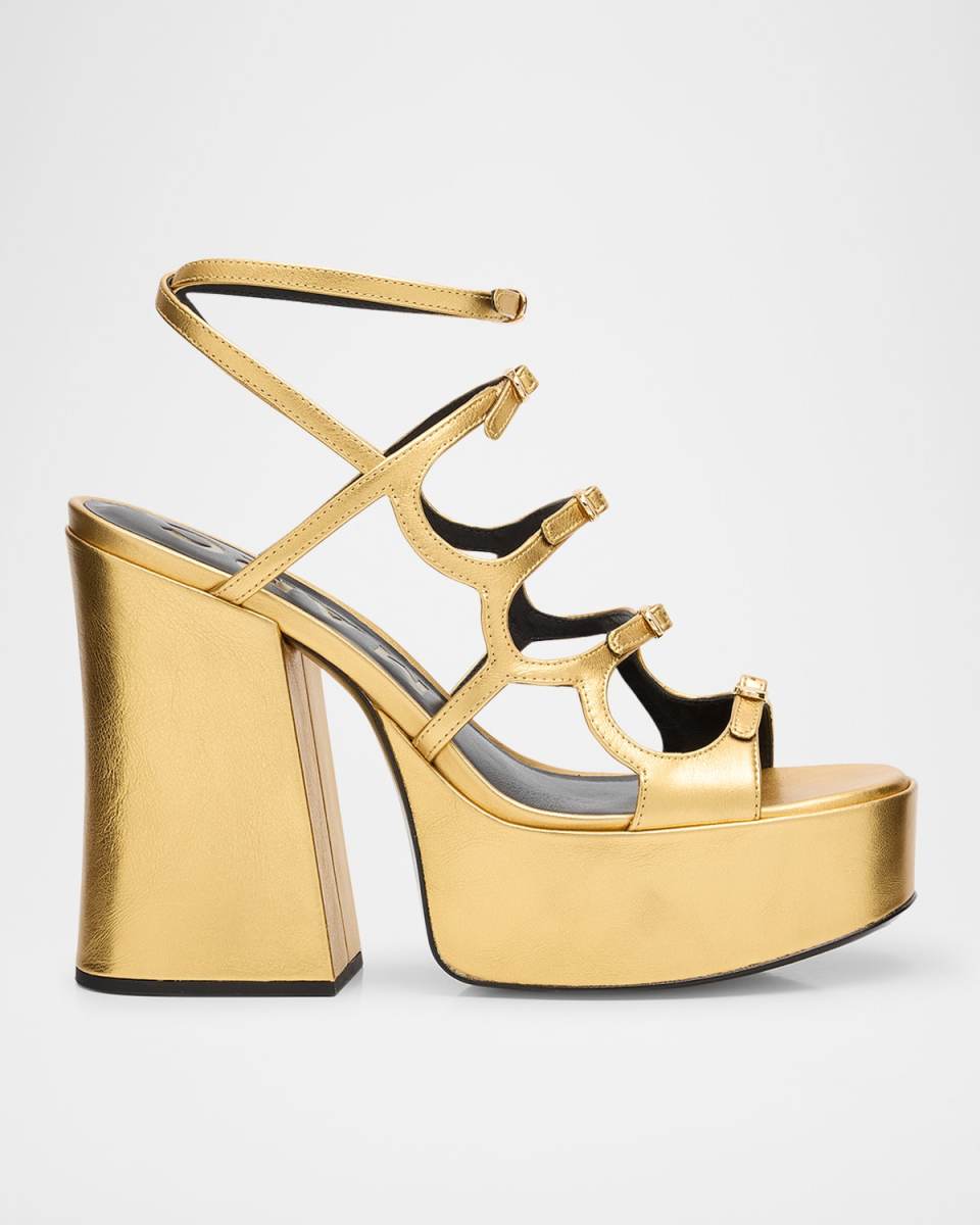 Kiki Metallic Buckles Platform Sandals